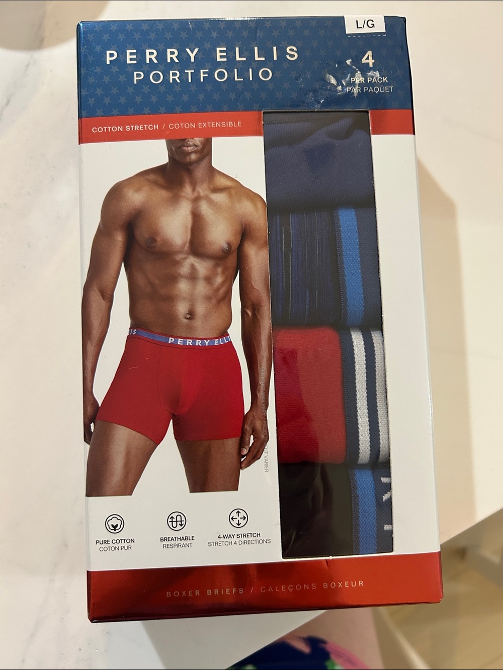 Perry Ellis Red and Navy Boxer Brief 4-Pack